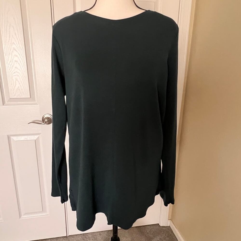 Long Sleeve Tunic Top Womens Relaxed Fit Crew Neck Minimalist MT